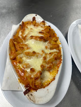 Baked ziti with melted mozzarella